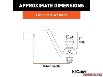 Curt 2" Shank 7,500 Lbs 5" Drop Rockerball Cushion Hitch With 2" Ball - 45144