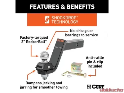 Curt 2" Shank 7,500 Lbs 5" Drop Rockerball Cushion Hitch With 2" Ball - 45144