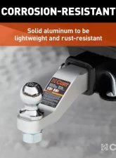 Curt 2" Shank 8,000 Lbs 2" Drop 8-1/2" Long Aluminum Ball Mount                                     - 45360 - Image 4