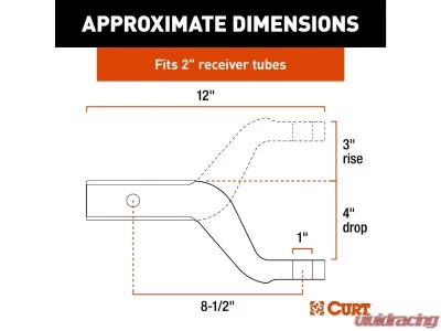 Curt 2" Shank 8,000 Lbs 4" Drop 8-1/2" Long Aluminum Ball Mount - 45361