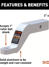 Curt 2" Shank 8,000 Lbs 4" Drop 8-1/2" Long Aluminum Ball Mount                                     - 45361 - Image 3