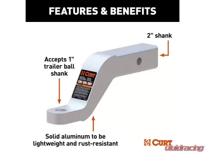 Curt 2" Shank 8,000 Lbs 4" Drop 8-1/2" Long Aluminum Ball Mount - 45361