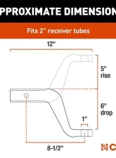 Curt 2" Shank 8,000 Lbs 6" Drop 8-1/2" Long Aluminum Ball Mount                                     - 45362 - Image 2