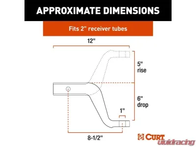 Curt 2" Shank 8,000 Lbs 6" Drop 8-1/2" Long Aluminum Ball Mount - 45362