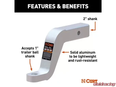 Curt 2" Shank 8,000 Lbs 6" Drop 8-1/2" Long Aluminum Ball Mount - 45362
