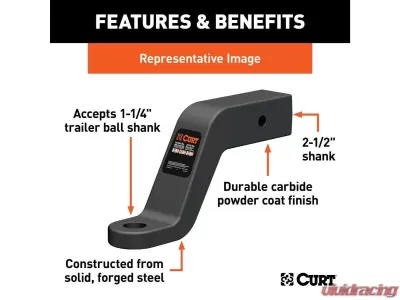 Curt 2-1/2" Shank 20,000 Lbs 6" Drop Commercial Duty Forged Ball Mount - 45459