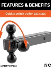 Curt 2-1/2" Hollow Shank 1-7/8" | 2" | 2-5/16" Black Multi-Ball Mount                                     - 45651 - Image 5