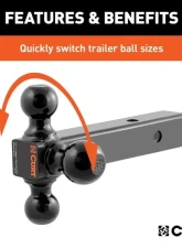 Curt 2" Hollow Shank | 1-7/8" | 2" | 2-5/16" Black Multi-Ball Mount                                     - 45652 - Image 4