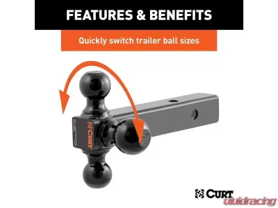 Curt 2" Hollow Shank | 1-7/8" | 2" | 2-5/16" Black Multi-Ball Mount - 45652