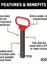 Curt 1" Clevis Pin With Handle And Clip                                     - 45803 - Image 3