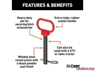 Curt 5/8" Clevis Pin With Handle And Clip - 45804