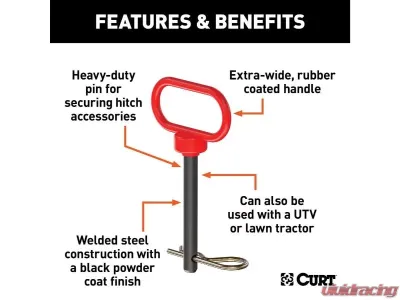 Curt 1/2" Clevis Pin With Handle And Clip - 45805