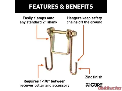 Curt Carbon Steel 2" Shank Trailer Safety Chain Holder Bracket - 45806