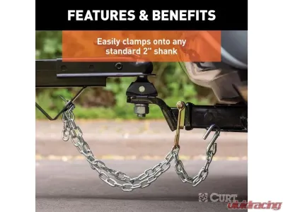 Curt Carbon Steel 2" Shank Trailer Safety Chain Holder Bracket - 45806
