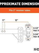 Curt 2" Shank 10K 3-3/4" Drop Slim Adjustable Channel Mount With Dual Ball                                     - 45903 - Image 2