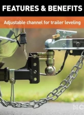 Curt 2" Shank 10K 3-3/4" Drop Slim Adjustable Channel Mount With Dual Ball                                     - 45903 - Image 4