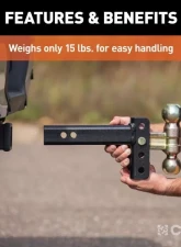 Curt 2" Shank 10K 3-3/4" Drop Slim Adjustable Channel Mount With Dual Ball                                     - 45903 - Image 6