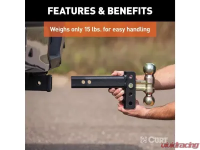 Curt 2" Shank 10K 3-3/4" Drop Slim Adjustable Channel Mount With Dual Ball - 45903