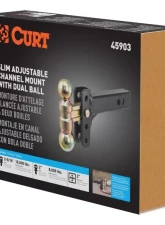 Curt 2" Shank 10K 3-3/4" Drop Slim Adjustable Channel Mount With Dual Ball                                     - 45903 - Image 8