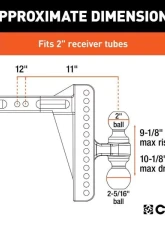 Curt 2" Shank 14,000 Lbs 10-1/8" Drop Adjustable Channel Mount With Dual Ball                                     - 45926 - Image 2