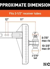 Curt 2-1/2" Shank 20,000 Lbs 10-3/8" Drop Adjustable Dual Ball Channel Mount                                     - 45927 - Image 2