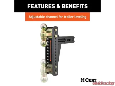 Curt 2-1/2" Shank 20,000 Lbs 10-3/8" Drop Adjustable Dual Ball Channel Mount - 45927