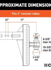 Curt 3" Shank 21,000 Lbs 10-5/8" Drop Adjustable Channel Mount With Dual Ball                                     - 45928 - Image 2
