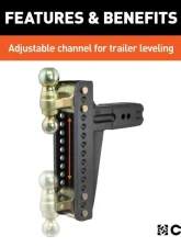 Curt 3" Shank 21,000 Lbs 10-5/8" Drop Adjustable Channel Mount With Dual Ball                                     - 45928 - Image 4