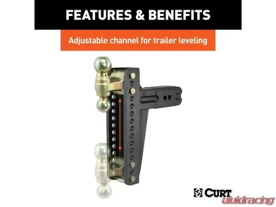 Curt 3" Shank 21,000 Lbs 10-5/8" Drop Adjustable Channel Mount With Dual Ball - 45928