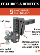 Curt 2" Shank 2", 2-5/16" Balls 15K Lbs Rebellion XD Adjustable Cushion Hitch                                     - 45951 - Image 3