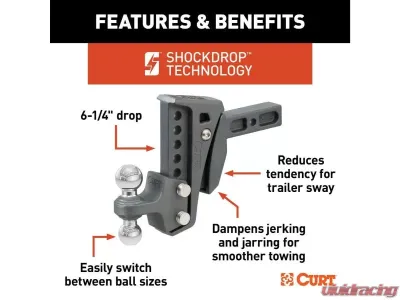 Curt 2" Shank 2", 2-5/16" Balls 15K Lbs Rebellion XD Adjustable Cushion Hitch - 45951