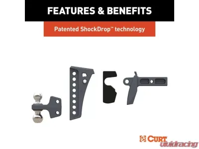 Curt 2" Shank 2", 2-5/16" Balls 15K Lbs Rebellion XD Adjustable Cushion Hitch - 45951