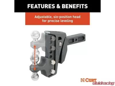 Curt 2" Shank 2", 2-5/16" Balls 15K Lbs Rebellion XD Adjustable Cushion Hitch - 45951