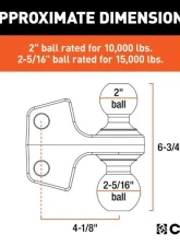 Curt 2" - 2-5/16" Up To 15K Lbs Replacement Rebellion XD Dual Ball                                     - 45952 - Image 2