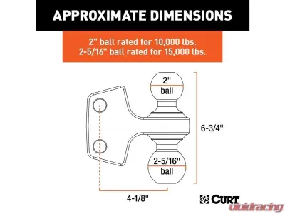 Curt 2" - 2-5/16" Up To 15K Lbs Replacement Rebellion XD Dual Ball - 45952