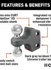 Curt 2" - 2-5/16" Up To 15K Lbs Replacement Rebellion XD Dual Ball                                     - 45952 - Image 3