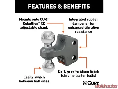 Curt 2" - 2-5/16" Up To 15K Lbs Replacement Rebellion XD Dual Ball - 45952