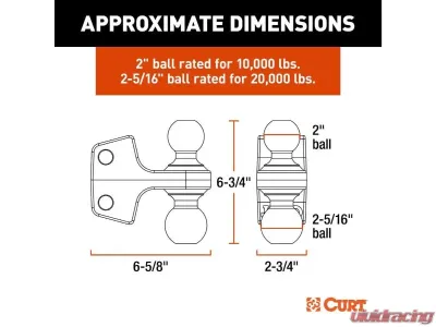Curt 2" - 2-5/16" Up To 20K Replacement Rebellion XD Dual Ball - 45953
