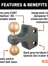 Curt 2" - 2-5/16" Up To 20K Replacement Rebellion XD Dual Ball                                     - 45953 - Image 3