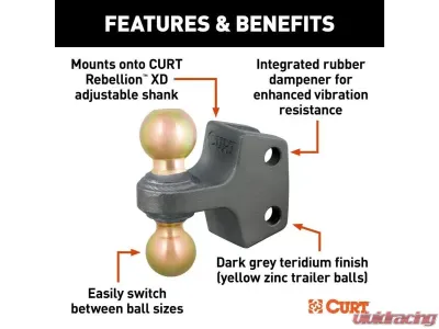 Curt 2" - 2-5/16" Up To 20K Replacement Rebellion XD Dual Ball - 45953