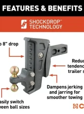 Curt 2-1/2" Shank 2" 2-5/16" Balls 20K Lbs Rebellion XD Adjustable Cushion Hitch                                     - 45955 - Image 3