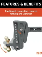 Curt 2-1/2" Shank 2" 2-5/16" Balls 20K Lbs Rebellion XD Adjustable Cushion Hitch                                     - 45955 - Image 6