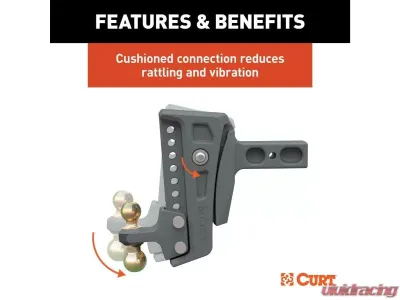 Curt 2-1/2" Shank 2" 2-5/16" Balls 20K Lbs Rebellion XD Adjustable Cushion Hitch - 45955