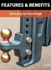 Curt 2-1/2" Shank 2" 2-5/16" Balls 20K Lbs Rebellion XD Adjustable Cushion Hitch                                     - 45955 - Image 10