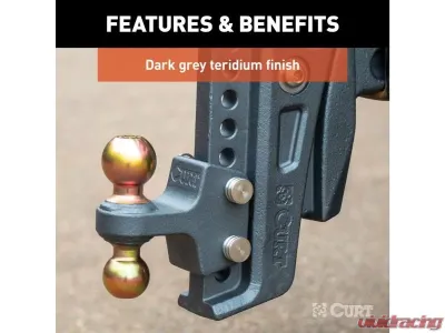 Curt 2-1/2" Shank 2" 2-5/16" Balls 20K Lbs Rebellion XD Adjustable Cushion Hitch - 45955