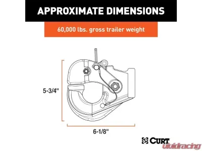 Curt 60,000 Lbs 2-1/2" | 3" Lunette Rings Pintle Hook - 48231