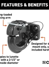 Curt 60,000 Lbs 2-1/2" | 3" Lunette Rings Pintle Hook                                     - 48231 - Image 3