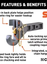Curt 2" Shank 14K 2-1/2" | 3" Lunette Securelatch Receiver-Mount Pintle Hook                                     - 48405 - Image 3