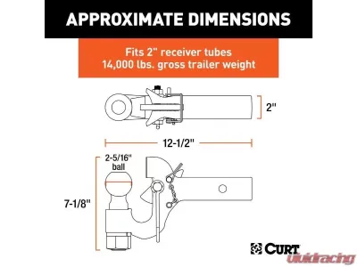 Curt 2" Shank 2-5/16" Ball 14K Securelatch Receiver-Mount Ball And Pintle Hitch - 48406
