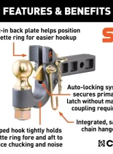 Curt 2" Shank 2-5/16" Ball 14K Securelatch Receiver-Mount Ball And Pintle Hitch                                     - 48406 - Image 3
